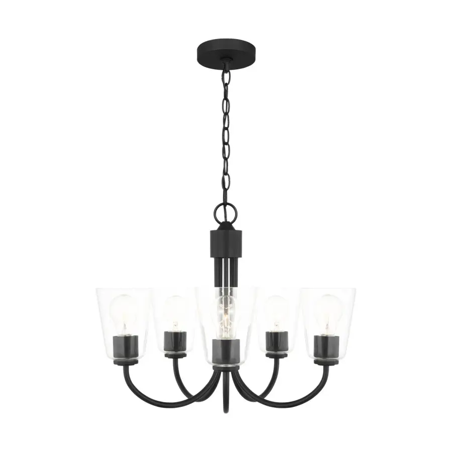 Miles Five Light Chandelier in Midnight Black