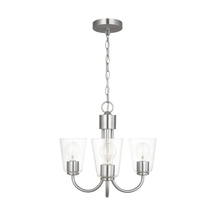 Miles Three Light Chandelier in Brushed Nickel