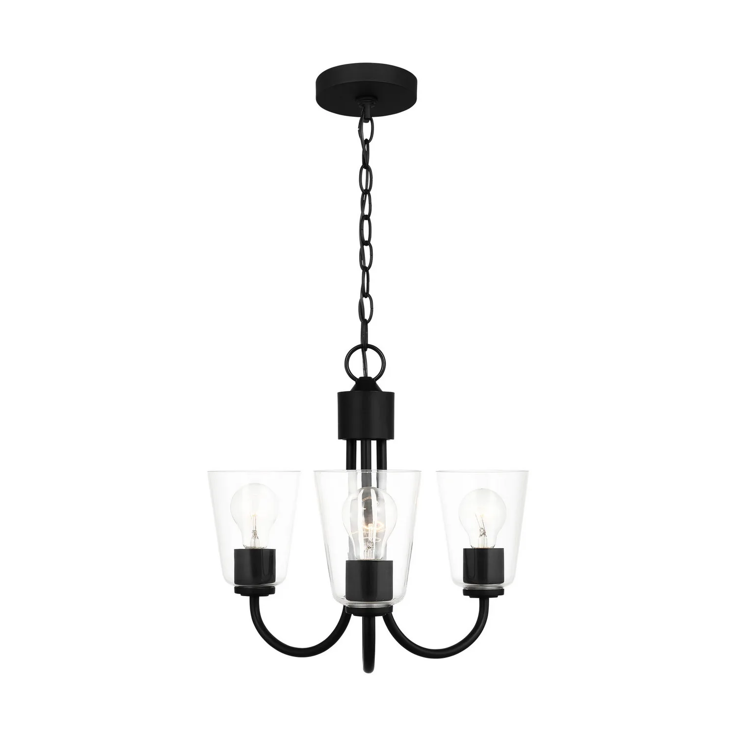 Miles Three Light Chandelier in Midnight Black