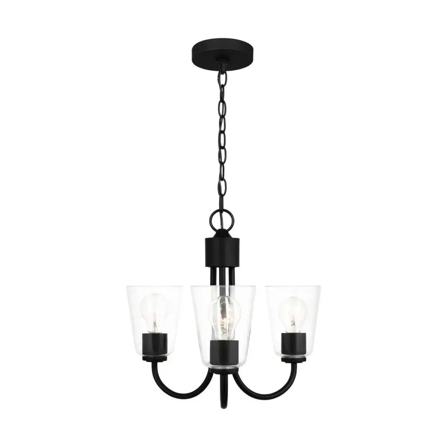 Miles Three Light Chandelier in Midnight Black