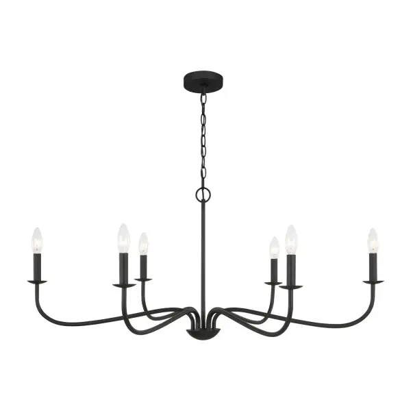 Collection: Abells Rooms: Dining Room,Entry Room/Hallway,Living Room Finish: Midnight Black Width: 40.13" Height: 18.00" Length: 40.13" Weight: 4.33 lb Chain: 72" Wire: 120" Black Canopy: D:5'',H:.75'' Round Number of Bulbs: 6 Maximum Wattage: 60.00 W Bulb Type: Torpedo Bulb Base: Candelabra Voltage: 120.00 V Material: Steel Country of Origin: Vietnam Safety Listing: cETL Safety Rating: Damp Title 24 Spec Sheet Instructions