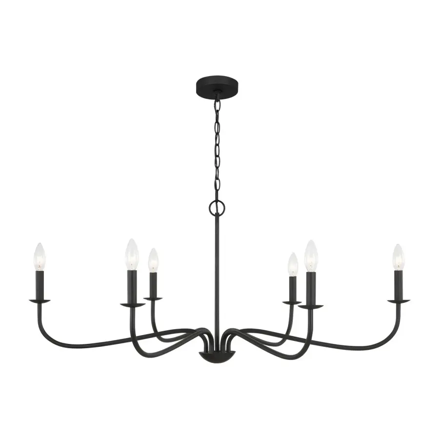 Abells Six Light Chandelier in Midnight Black