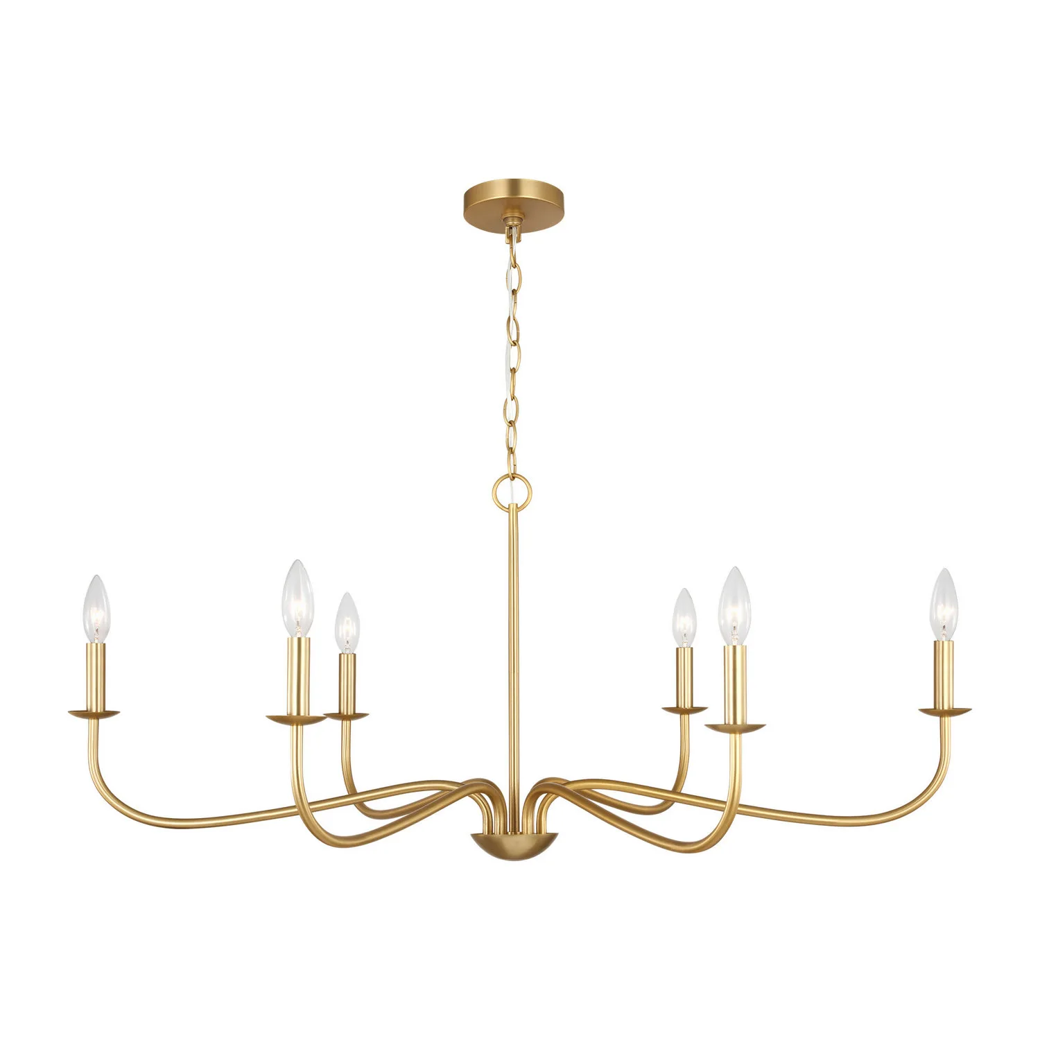 Abells Six Light Chandelier in Satin Brass