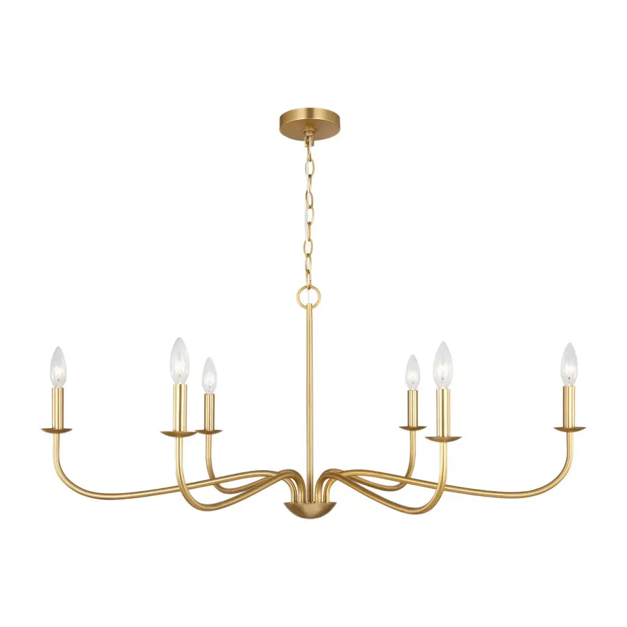 Abells Six Light Chandelier in Satin Brass