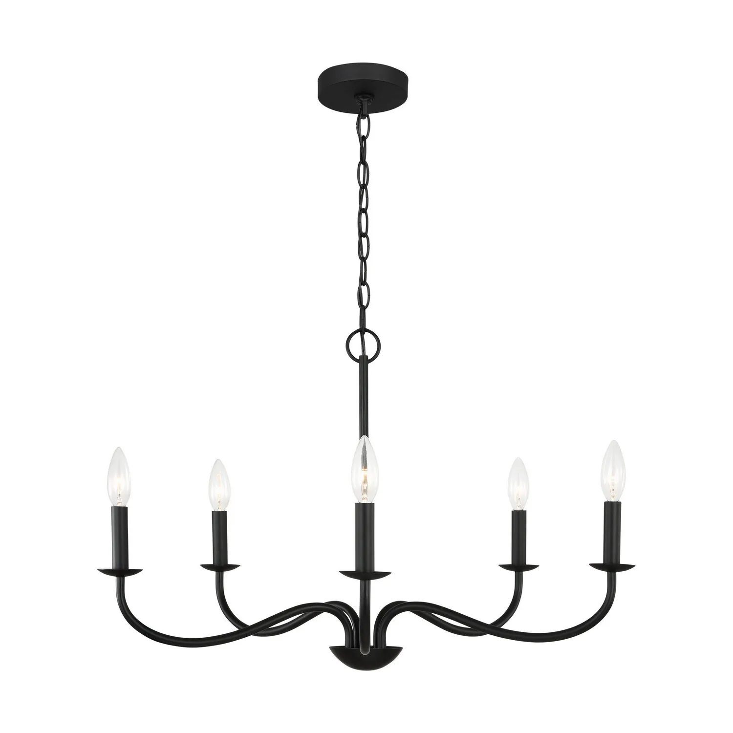Abells Five Light Chandelier in Midnight Black