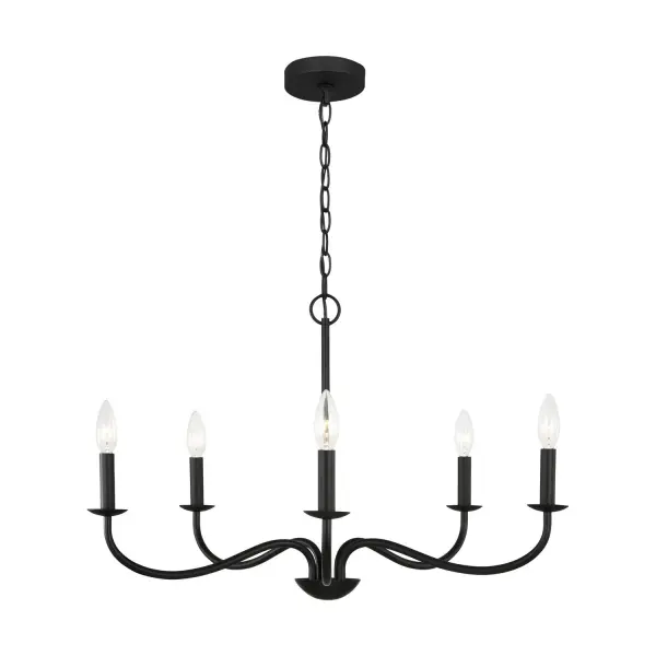 Collection: Abells Rooms: Dining Room,Entry Room/Hallway,Living Room Finish: Midnight Black Width: 28.00" Height: 18.00" Length: 28.00" Weight: 4.84 lb Chain: 72" Wire: 120" Black Canopy: D:5'',H:.75'' Round Number of Bulbs: 5 Maximum Wattage: 60.00 W Bulb Type: Torpedo Bulb Base: Candelabra Voltage: 120.00 V Material: Steel Country of Origin: Vietnam Safety Listing: cETL Safety Rating: Damp Title 24 Spec Sheet Instructions