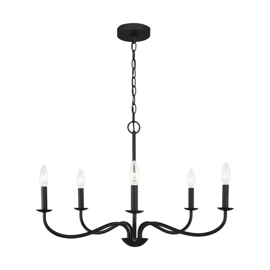 Abells Five Light Chandelier in Midnight Black