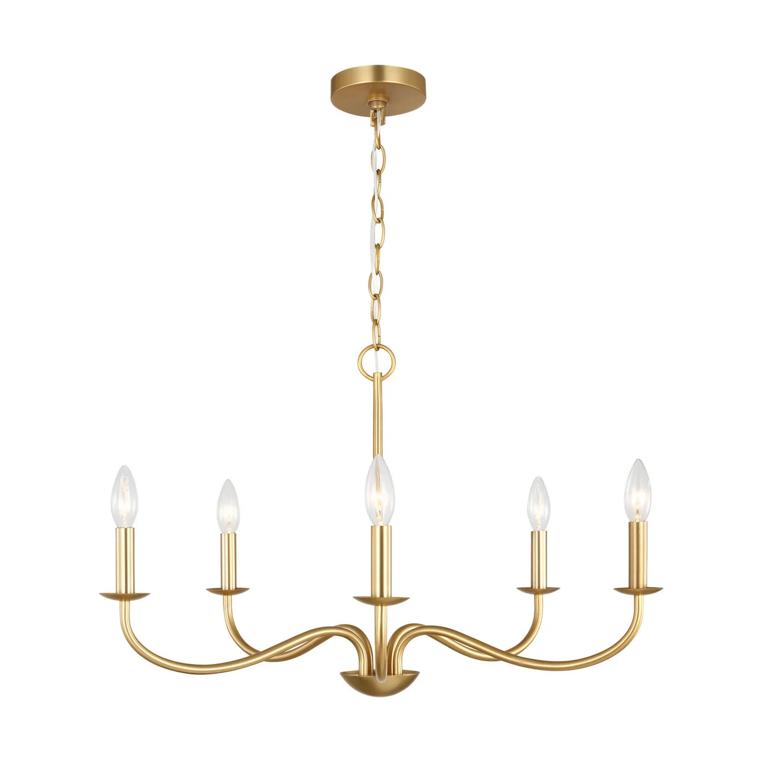 Abells Five Light Chandelier in Satin Brass