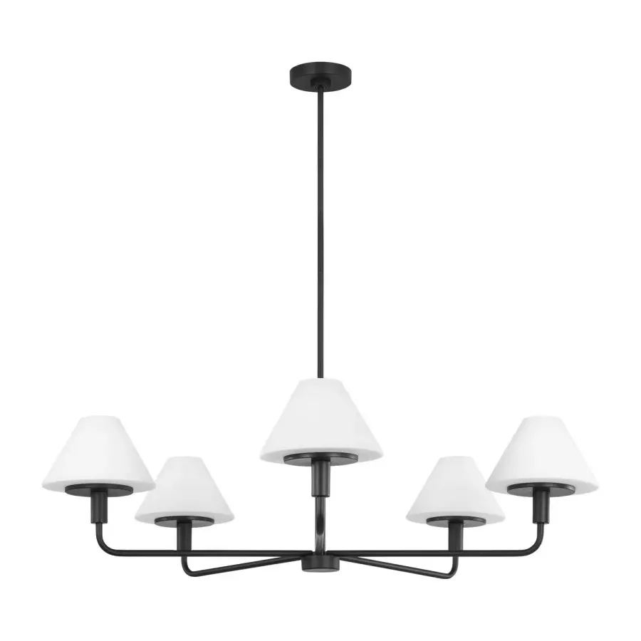 Mendota Five Light Chandelier in Midnight Black