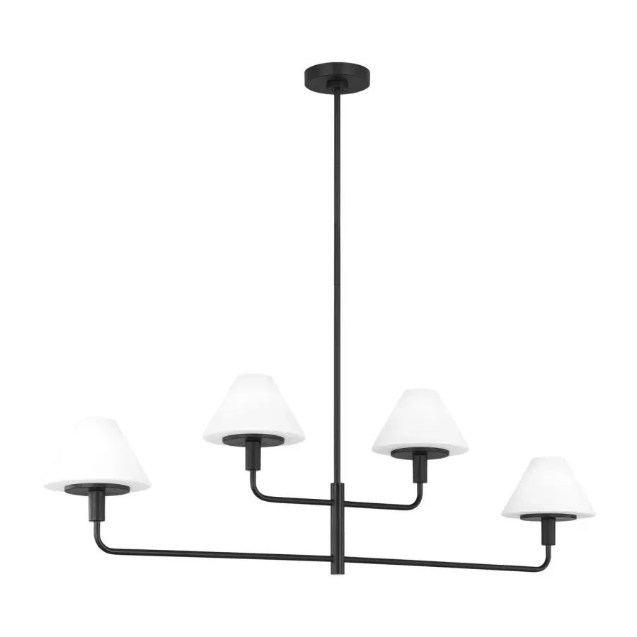 Mendota Four Light Linear Chandelier in Midnight Black