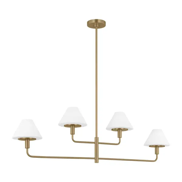 Mendota Four Light Linear Chandelier in Satin Brass