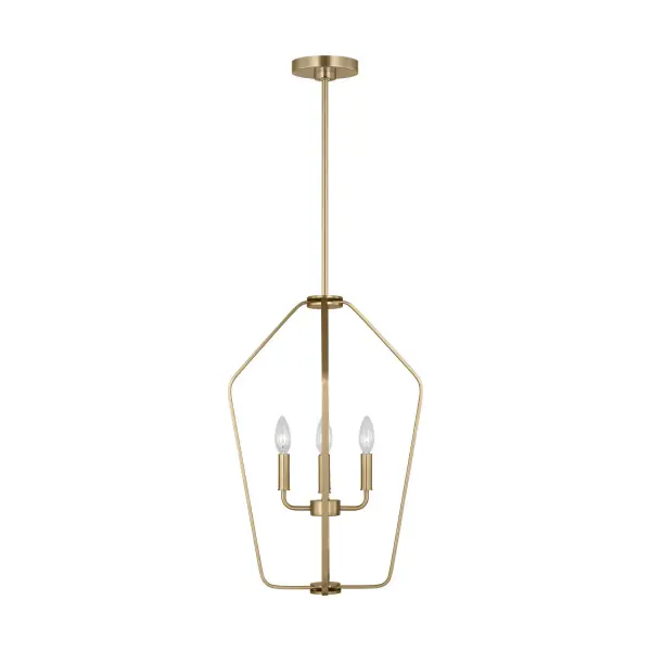 Collection: Kennan Rooms: Dining Room,Entry Room/Hallway,Living Room Finish: Satin Brass Width: 15.50" Height: 23.00" Length: 15.50" Weight: 4.84 lb Wire: 120" Clear Silver Rod: (3) 12",(1) 6" Canopy: D:5'',H:.125'',Round Number of Bulbs: 4 Maximum Wattage: 60.00 W Bulb Type: B10 Torpedo Bulb Base: Candelabra Voltage: 120.00 V Material: Steel Country of Origin: Vietnam Safety Listing: cETL Safety Rating: Damp Title 24 Spec Sheet Instructions
