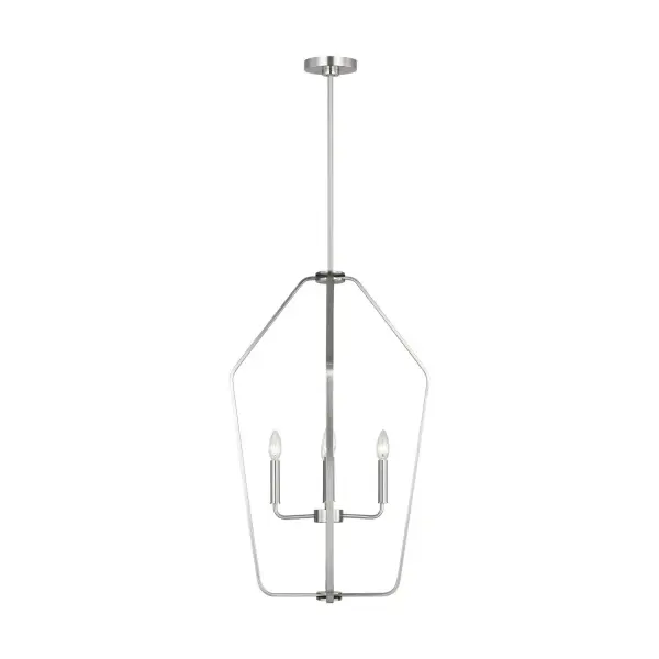 Collection: Kennan Rooms: Dining Room,Entry Room/Hallway,Living Room Finish: Brushed Nickel Width: 18.88" Height: 30.88" Length: 18.88" Weight: 6.82 lb Wire: 120" Clear Silver Rod: (3) 12",(1) 6" Canopy: D:5'',H:.125'',Round Number of Bulbs: 4 Maximum Wattage: 60.00 W Bulb Type: B10 Torpedo Bulb Base: Candelabra Voltage: 120.00 V Material: Steel Country of Origin: Vietnam Safety Listing: cETL Safety Rating: Damp Title 24 Spec Sheet Instructions