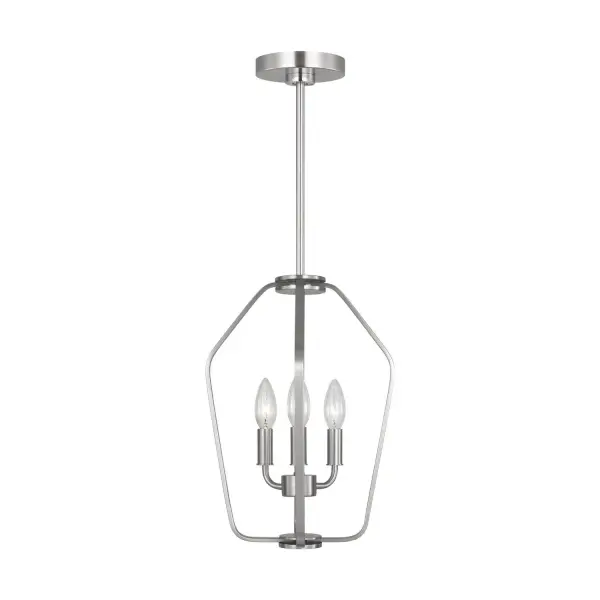 Collection: Kennan Rooms: Dining Room,Entry Room/Hallway,Living Room Finish: Brushed Nickel Width: 11.00" Height: 15.00" Length: 11.00" Weight: 4.62 lb Wire: 120" Clear Silver Rod: (3) 12",(1) 6" Canopy: D:5'',H:.125'',Round Number of Bulbs: 3 Maximum Wattage: 60.00 W Bulb Type: B10 Torpedo Bulb Base: Candelabra Voltage: 120.00 V Material: Steel Country of Origin: Vietnam Safety Listing: cETL Safety Rating: Damp Title 24 Spec Sheet Instructions