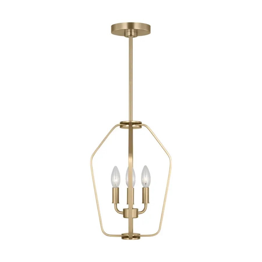 Kennan Three Light Chandelier in Satin Brass