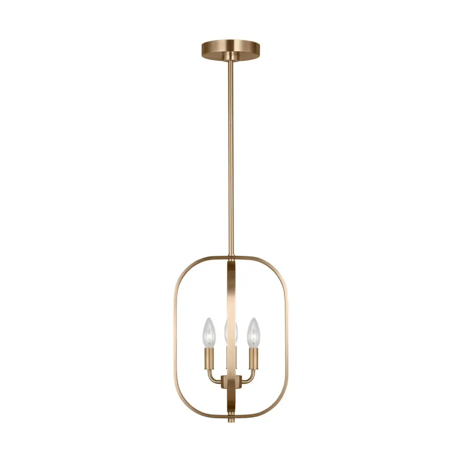 Loretto Three Light Chandelier in Satin Brass