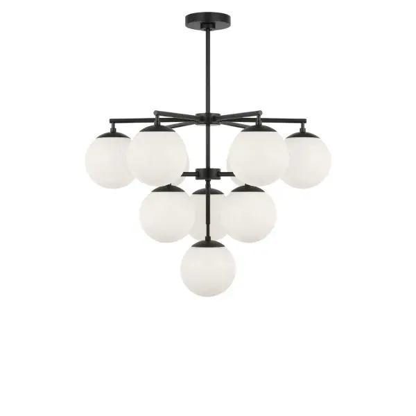 Collection: Nube Rooms: Dining Room, Entry Room/Hallway, Kitchen Finish: Midnight Black Glass: Clear White Glass Width: 26.00" Height: 19.13" Length: 26.00" Weight: 11.00 lb Rod: (3) 6", (1) 12" Canopy: D:5" H:0.88" Round Bulbs Included Number of Bulbs: 10 Bulb Type: B11 Bulb Base: E12 Color Temperature: 3000 K CRI: 90 Voltage: 120.00 V Material: Steel Country of Origin: Vietnam Safety Listing: ETL Safety Rating: DAMP
