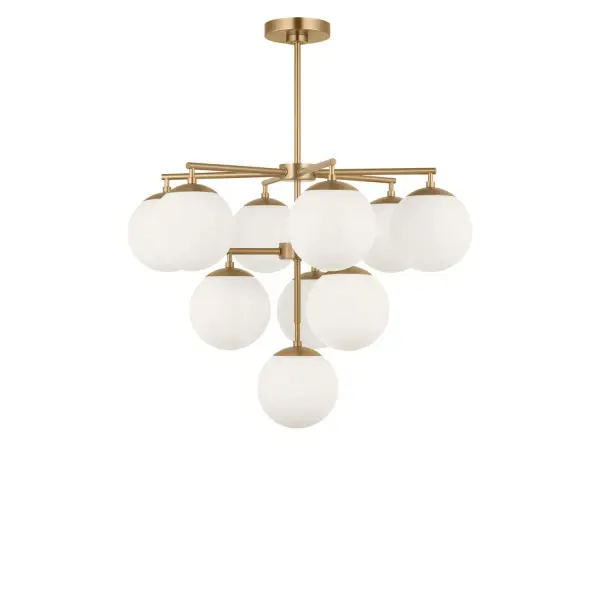 Collection: Nube Rooms: Dining Room, Entry Room/Hallway, Kitchen Finish: Satin Brass Glass: Clear White Glass Width: 26.00" Height: 19.13" Length: 26.00" Weight: 11.00 lb Rod: (3) 6", (1) 12" Canopy: D:5" H:0.88" Round Number of Bulbs: 10 Maximum Wattage: 60.00 W Bulb Type: B11 Bulb Base: E12 Voltage: 120.00 V Material: Steel Country of Origin: Vietnam Safety Listing: ETL Safety Rating: DAMP Spec Sheet