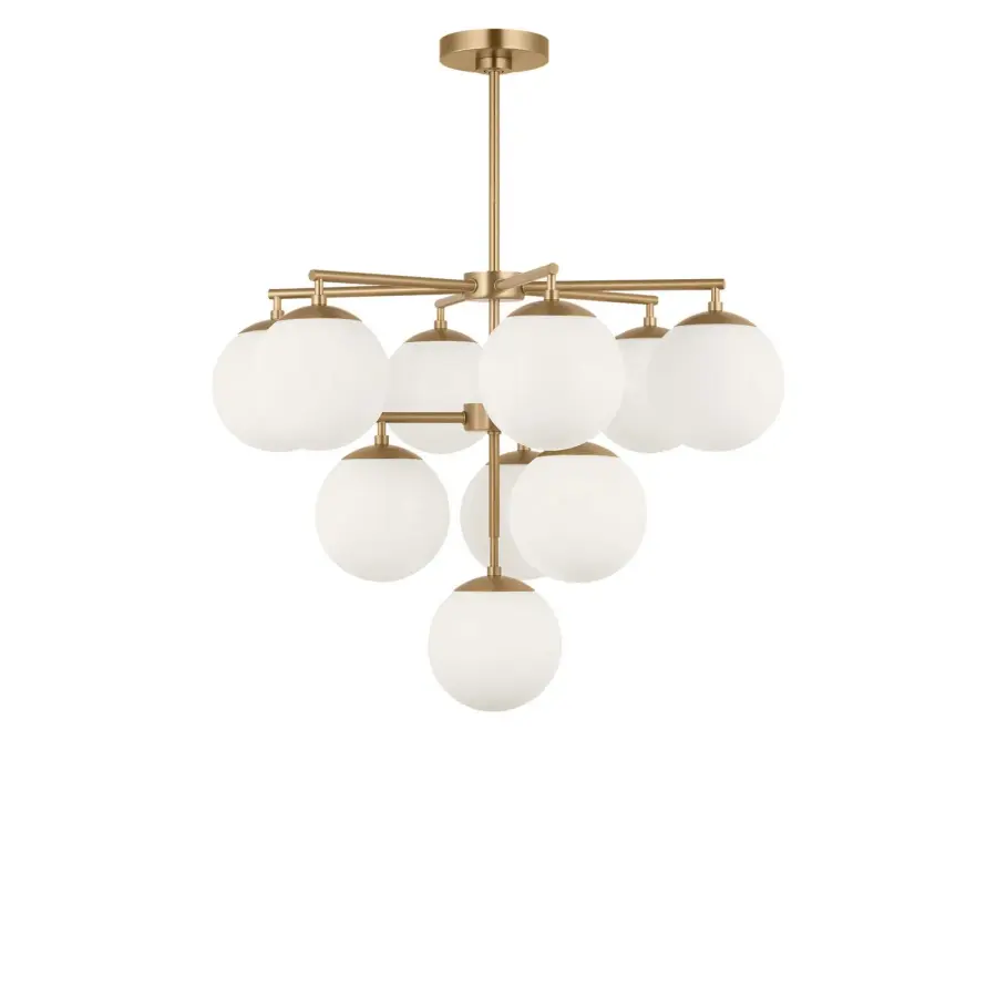 Nube Ten Light Chandelier in Satin Brass