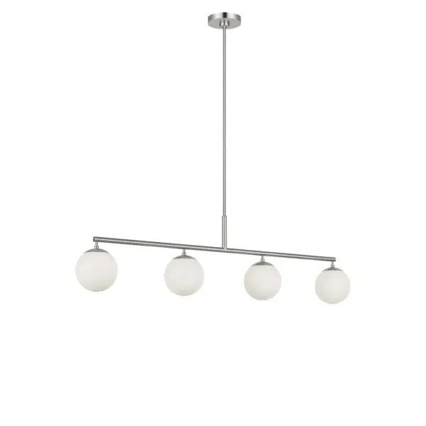 Collection: Nube Rooms: Dining Room, Entry Room/Hallway, Kitchen Finish: Brushed Nickel Glass: Clear White Glass Width: 48.00" Height: 12.63" Length: 5.88" Weight: 6.00 lb Rod: (3) 6", (1) 12" Canopy: D:5" H:0.88" Round Bulbs Included Number of Bulbs: 4 Bulb Type: B11 Bulb Base: E12 Color Temperature: 3000 K CRI: 90 Voltage: 120.00 V Material: Steel Country of Origin: Vietnam Safety Listing: ETL Safety Rating: DAMP