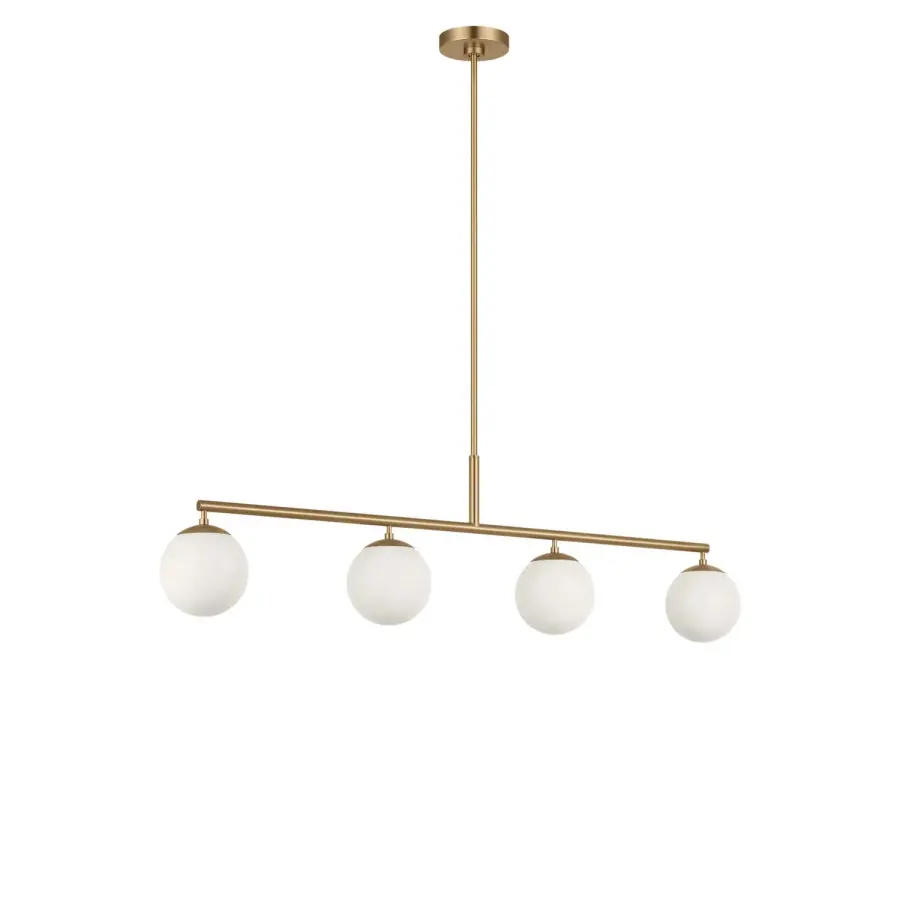 Nube Four Light Linear Chandelier in Satin Brass