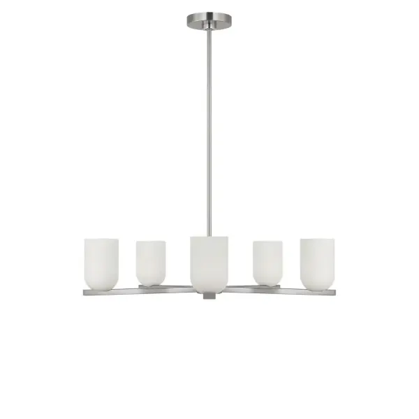 Collection: Neblina Rooms: Dining Room, Entry Room/Hallway, Kitchen Finish: Brushed Nickel Glass: Etched White Glass Width: 27.50" Height: 5.88" Length: 27.50" Weight: 9.00 lb Rod: (3) 6", (1) 12" Canopy: D:5" H:0.88" Round Bulbs Included Number of Bulbs: 5 Bulb Type: B11 Bulb Base: E12 Color Temperature: 3000 K CRI: 90 Voltage: 120.00 V Material: Steel Country of Origin: Vietnam Safety Listing: ETL Safety Rating: DAMP