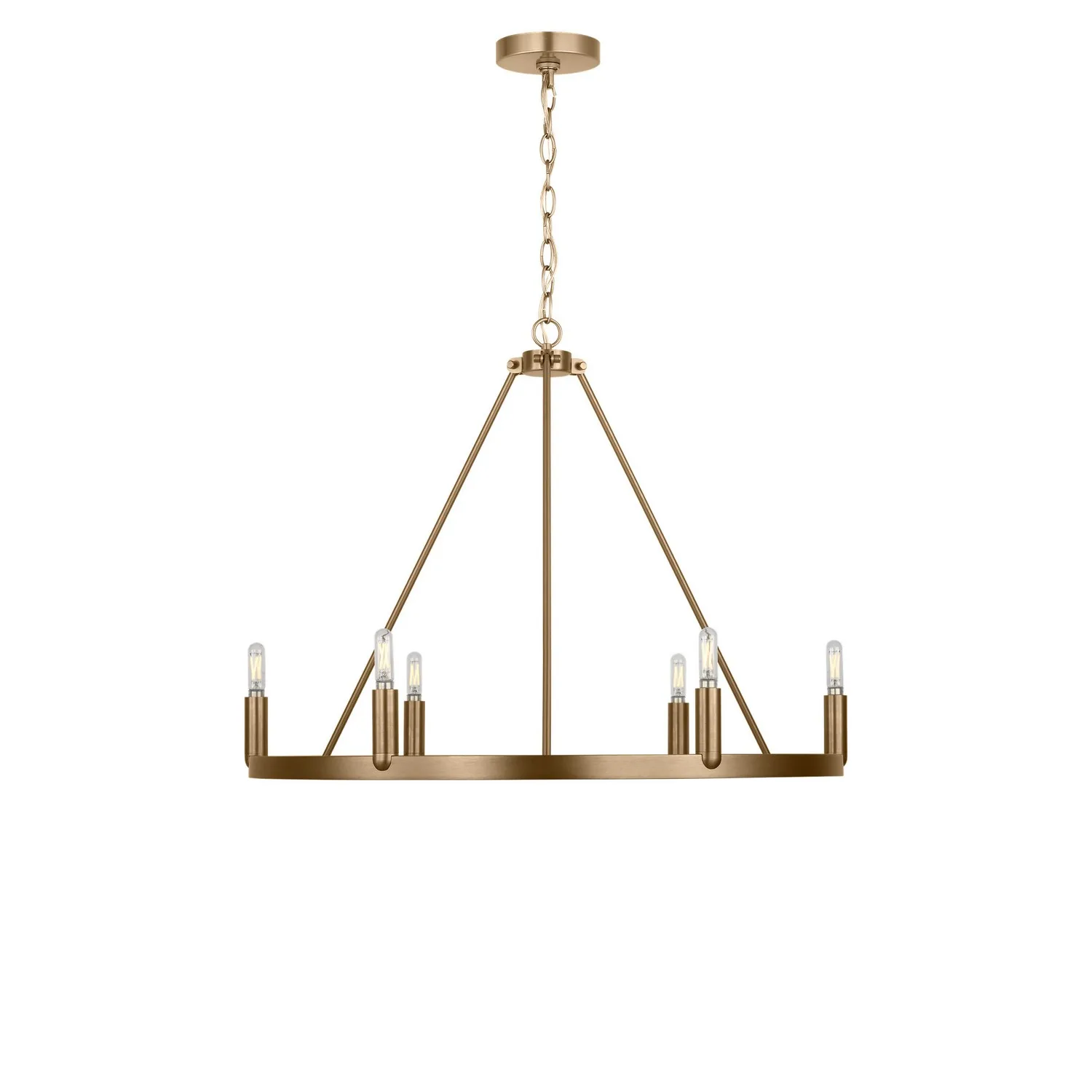 Mirla Six Light Chandelier in Satin Brass