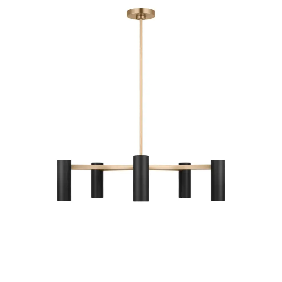 Zentro Five Light Chandelier in Satin Brass