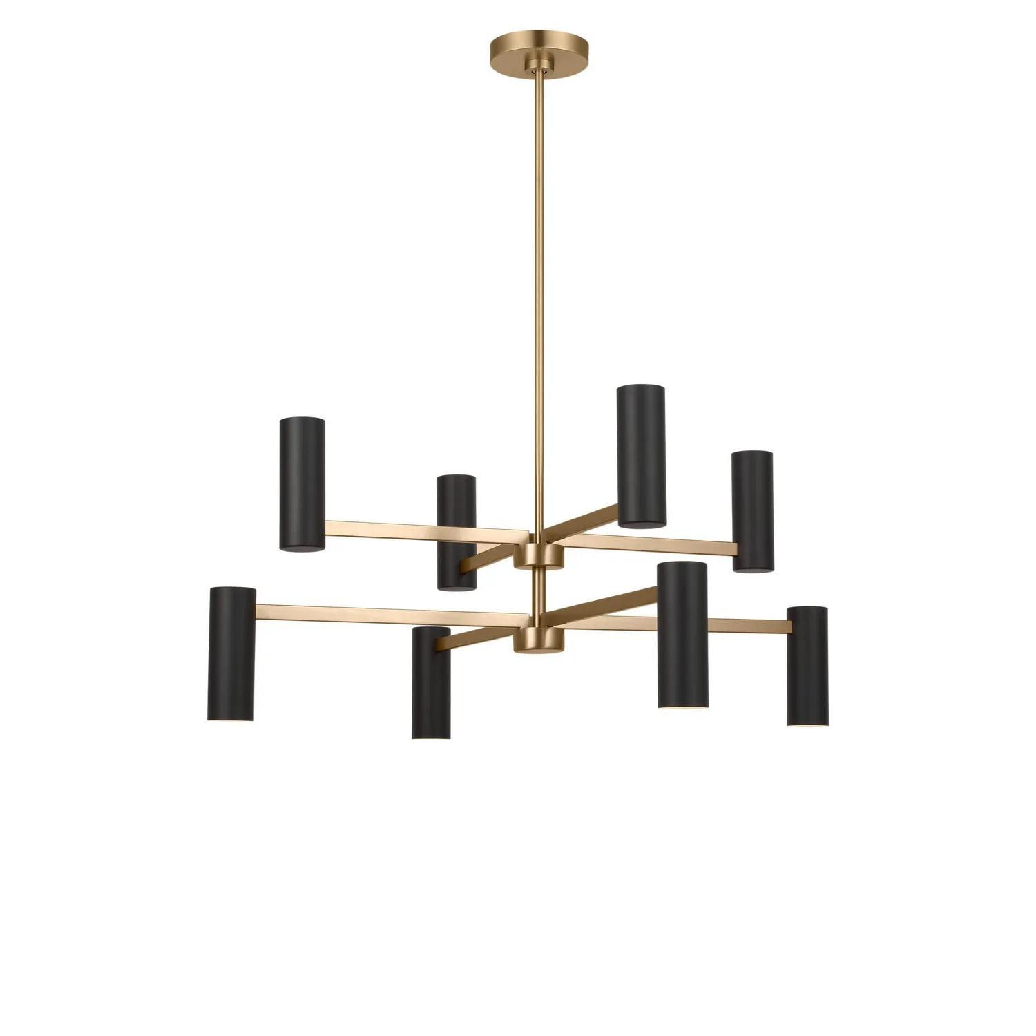Zentro Eight Light Chandelier in Satin Brass