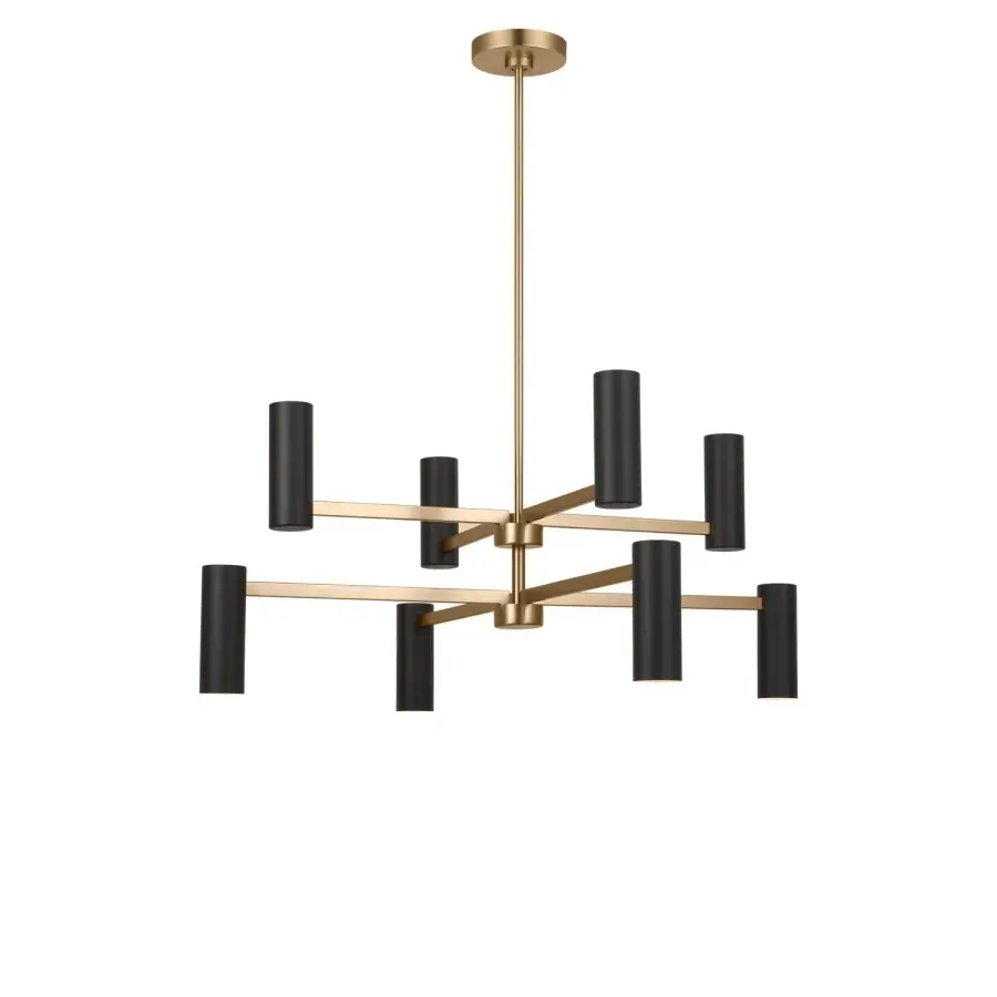 Zentro Eight Light Chandelier in Satin Brass