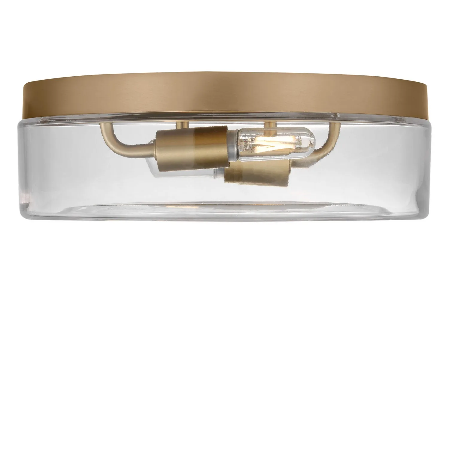 Rhett Two Light Flush Mount in Satin Brass