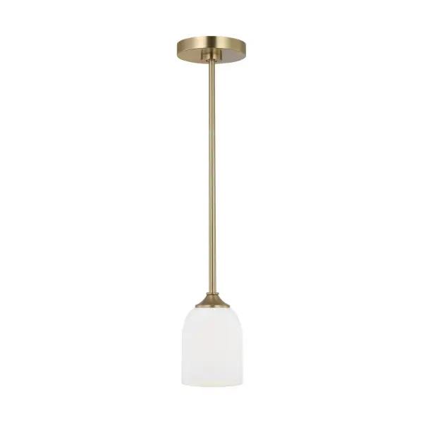 Collection: Emile Rooms: Dining Room, Entry Room/Hallway, Kitchen Finish: Satin Brass Glass: Etched / White Inside Width: 4.00" Height: 6.25" Weight: 2.70 lb Wire: 72" Clear Silver Rod: (3) 12",(1) 6" Canopy: D:5.5'' H:1'' Round Number of Bulbs: 1 Maximum Wattage: 60.00 W Bulb Type: A19 Bulb Base: Medium Voltage: 120.00 V Material: Steel Country of Origin: China Safety Listing: cETL Safety Rating: Damp Title 24 Spec Sheet Instructions
