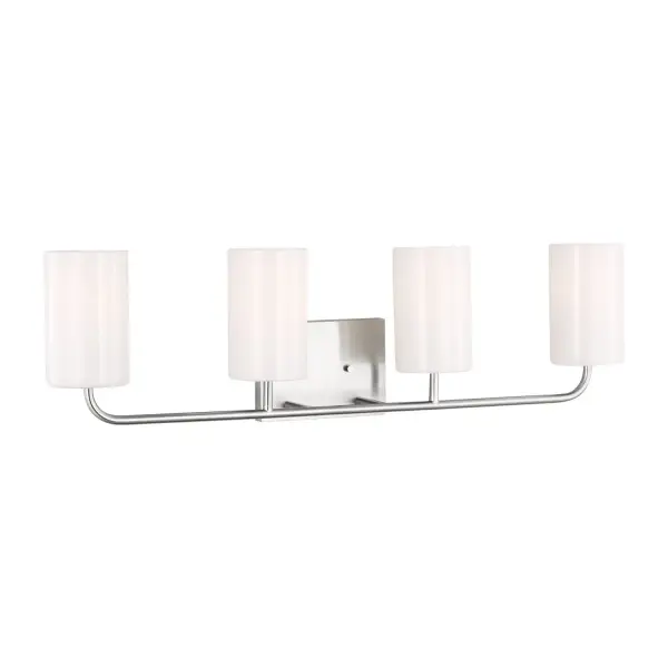 Collection: Rhett Rooms: Bathroom, Bedroom, Entry Room/Hallway Finish: Brushed Steel Glass: Clear outside / painted white inside Width: 31.00" Height: 8.88" Weight: 4.00 lb Extension from Wall: 6.50" Wire: 8" Black/White Canopy: DP:0.875'' W:7'' H:5'' OB UP:6.375'' OB DOWN:2.5'' Rectangular Number of Bulbs: 4 Maximum Wattage: 60.00 W Bulb Type: A19 Bulb Base: Medium Voltage: 120.00 V Material: Steel Country of Origin: Vietnam Safety Listing: cETL Safety Rating: Damp Title 24 Spec Sheet Instructions