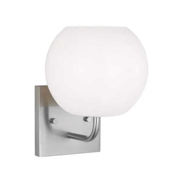 Collection: Rory Rooms: Bathroom, Bedroom, Entry Room/Hallway Finish: Brushed Steel Glass: Opal Width: 6.88" Height: 9.25" Weight: 1.70 lb Extension from Wall: 8.00" Wire: 8" Black/White Canopy: DP:0.875'' W:5'' H:5'' OB UP:6.75'' OB DOWN:2.5'' Square Number of Bulbs: 1 Maximum Wattage: 60.00 W Bulb Type: A19 Bulb Base: Medium Voltage: 120.00 V Material: Steel Country of Origin: Vietnam Safety Listing: cETL Safety Rating: Damp Title 24 Spec Sheet Instructions