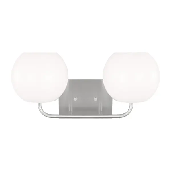 Collection: Rory Rooms: Bathroom, Bedroom, Entry Room/Hallway Finish: Brushed Steel Glass: Opal Width: 18.00" Height: 8.63" Weight: 3.10 lb Extension from Wall: 8.00" Wire: 8" Black/White Canopy: DP:0.875'' W:7'' H:5'' OB UP:6.125'' OB DOWN:2.5'' Rectangular Bulbs Included Number of Bulbs: 2 Maximum Wattage: 9.00 W Bulb Type: A19 Bulb Base: E26 Medium Light Output: 800.00 lm Color Temperature: 3000 K CRI: 90 Voltage: 120.00 V Material: Steel Country of Origin: Vietnam Safety Listing: cETL Safety Rating: Damp Title 24 Spec Sheet Instructions
