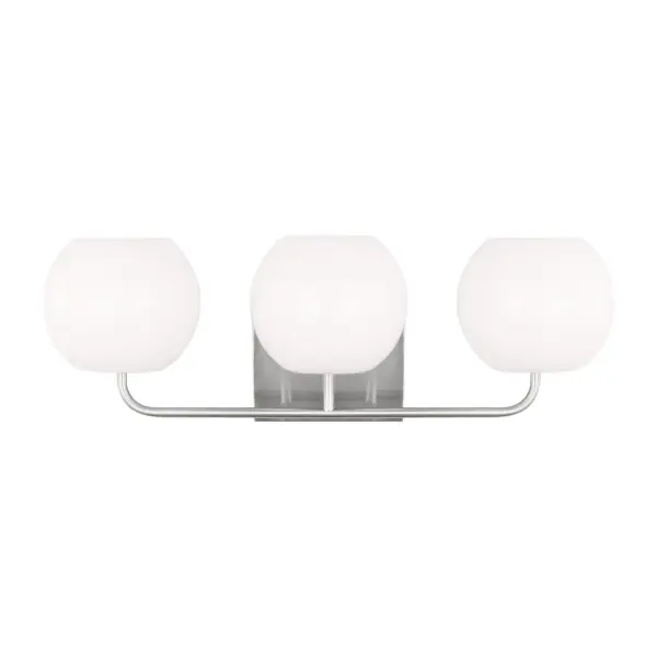 Collection: Rory Rooms: Bathroom, Bedroom, Entry Room/Hallway Finish: Brushed Steel Glass: Opal Width: 25.00" Height: 8.63" Weight: 4.20 lb Extension from Wall: 8.00" Wire: 8" Black/White Canopy: DP:0.875'' W:7'' H:5'' OB UP:6.125'' OB DOWN:2.5'' Rectangular Number of Bulbs: 3 Maximum Wattage: 60.00 W Bulb Type: A19 Bulb Base: Medium Voltage: 120.00 V Material: Steel Country of Origin: Vietnam Safety Listing: cETL Safety Rating: Damp Title 24 Spec Sheet