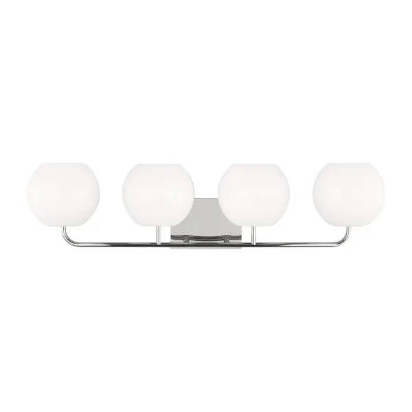 Collection: Rory Rooms: Bathroom, Bedroom, Entry Room/Hallway Finish: Chrome Glass: Opal Width: 34.00" Height: 8.63" Weight: 5.50 lb Extension from Wall: 8.00" Wire: 8" Black/White Canopy: DP:0.875'' W:7'' H:5'' OB UP:6.125'' OB DOWN:2.5'' Rectangular Bulbs Included Number of Bulbs: 4 Maximum Wattage: 9.00 W Bulb Type: A19 Bulb Base: E26 Medium Light Output: 800.00 lm Color Temperature: 3000 K CRI: 90 Voltage: 120.00 V Material: Steel Country of Origin: Vietnam Safety Listing: cETL Safety Rating: Damp Title 24 Spec Sheet Instructions