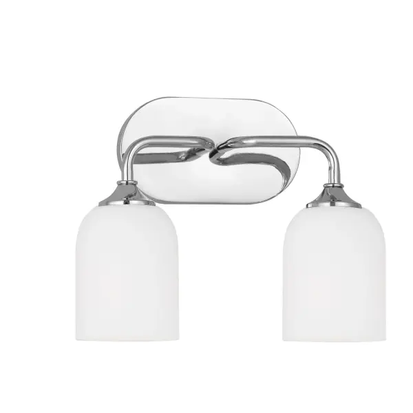 Collection: Emile Rooms: Bathroom, Bedroom, Entry Room/Hallway Finish: Chrome Glass: Etched / White Inside Width: 13.25" Height: 9.50" Weight: 3.20 lb Extension from Wall: 6.50" Wire: 8" Black/White Canopy: DP:0.75'' W:8'' H:4.625'' OB UP:7 3/16'' OB DOWN:2 5/16'' Oval Number of Bulbs: 2 Maximum Wattage: 60.00 W Bulb Type: A19 Bulb Base: Medium Voltage: 120.00 V Material: Steel Country of Origin: China Safety Listing: cETL Safety Rating: Damp Title 24 Spec Sheet Instructions