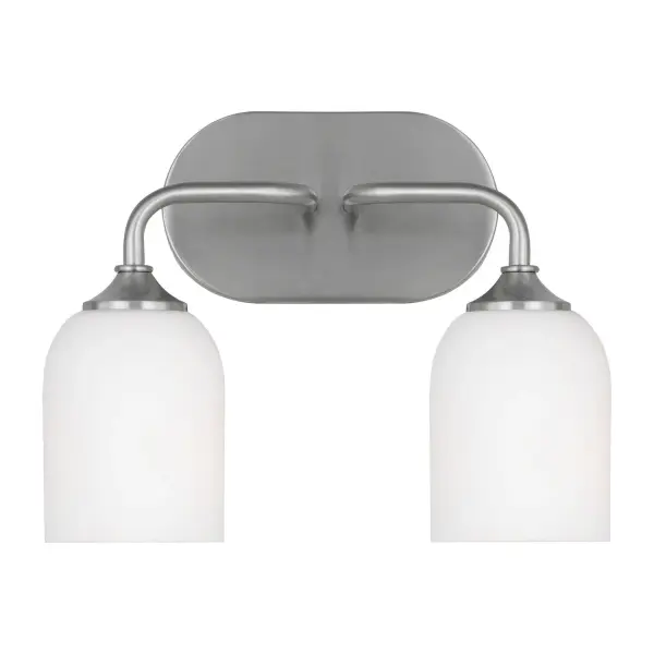 Collection: Emile Rooms: Bathroom, Bedroom, Entry Room/Hallway Finish: Brushed Steel Glass: Etched / White Inside Width: 13.25" Height: 9.50" Weight: 3.20 lb Extension from Wall: 6.50" Wire: 8" Black/White Canopy: DP:0.75'' W:8'' H:4.625'' OB UP:7 3/16'' OB DOWN:2 5/16'' Oval Bulbs Included Number of Bulbs: 2 Maximum Wattage: 9.00 W Bulb Type: A19 Bulb Base: Medium Light Output: 800.00 lm Color Temperature: 3000 K CRI: 90 Voltage: 120.00 V Material: Steel Country of Origin: China Safety Listing: cETL Safety Rating: Damp Title 24 Spec Sheet Instructions