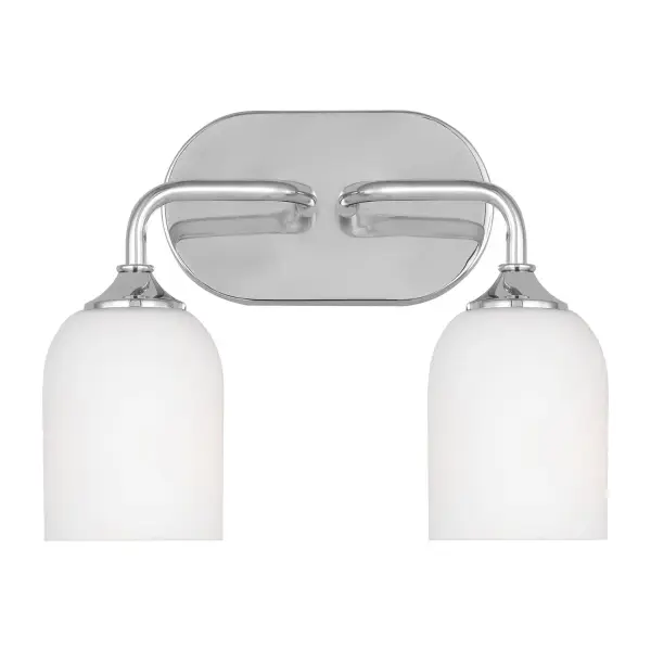 Collection: Emile Rooms: Bathroom, Bedroom, Entry Room/Hallway Finish: Chrome Glass: Etched / White Inside Width: 13.25" Height: 9.50" Weight: 3.20 lb Extension from Wall: 6.50" Wire: 8" Black/White Canopy: DP:0.75'' W:8'' H:4.625'' OB UP:7 3/16'' OB DOWN:2 5/16'' Oval Bulbs Included Number of Bulbs: 2 Maximum Wattage: 9.00 W Bulb Type: A19 Bulb Base: Medium Light Output: 800.00 lm Color Temperature: 3000 K CRI: 90 Voltage: 120.00 V Material: Steel Country of Origin: China Safety Listing: cETL Safety Rating: Damp Title 24 Spec Sheet Instructions