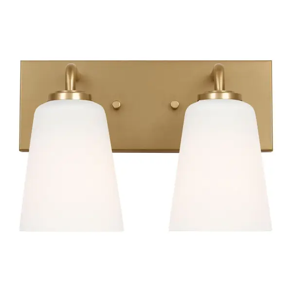 Collection: Miles Rooms: Bathroom,Bedroom,Entry Room/Hallway Finish: Satin Brass Glass: Etched white glass Width: 12.00" Height: 8.00" Weight: 3.59 lb Extension from Wall: 6.50" Wire: 8" Black/White Canopy: L:12'',W:4.375'',H:0.75'', Rectangular Number of Bulbs: 2 Maximum Wattage: 60.00 W Bulb Type: A19 Bulb Base: Medium Voltage: 120.00 V Material: Steel Country of Origin: Vietnam Safety Listing: cETL Safety Rating: Damp Title 24 Spec Sheet Instructions