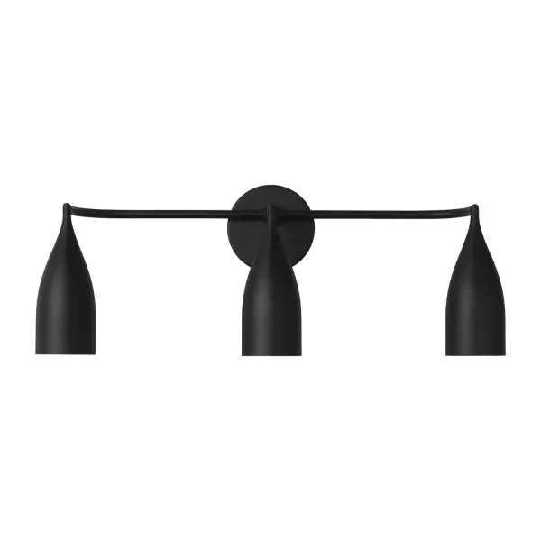 Collection: Maya Rooms: Bathroom,Bedroom,Entry Room/Hallway Finish: Midnight Black Width: 26.13" Height: 10.13" Weight: 3.01 lb Extension from Wall: 6.50" Wire: 8" Black/White Canopy: D:5.125'' DP:0.75'' OB UP:7.5'' OB DOWN:2.625'' Round Number of Bulbs: 3 Maximum Wattage: 60.00 W Bulb Type: A19 Bulb Base: Medium Voltage: 120.00 V Material: Steel Country of Origin: Vietnam Safety Listing: cETL Safety Rating: Damp Title 24 Spec Sheet Instructions
