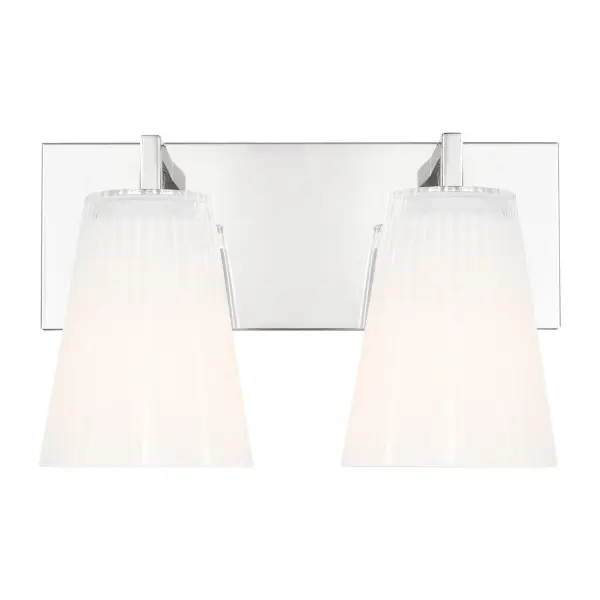Collection: Upson Rooms: Bathroom,Bedroom,Entry Room/Hallway Finish: Chrome Glass: Clear Fluted White Paint Inside Width: 12.00" Height: 7.75" Weight: 4.11 lb Extension from Wall: 6.25" Wire: 8" Black/White Canopy: DP:1'' W:12'' H:5'' OB UP:5.25'' OB DOWN:2.5'' Rectangular Number of Bulbs: 2 Maximum Wattage: 60.00 W Bulb Type: A19 Bulb Base: Medium Voltage: 120.00 V Material: Steel Country of Origin: Vietnam Safety Listing: cETL Safety Rating: Damp Title 24 Spec Sheet Instructions