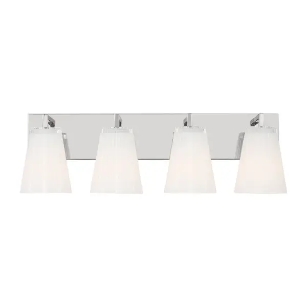 Collection: Upson Rooms: Bathroom,Bedroom,Entry Room/Hallway Finish: Chrome Glass: Clear Fluted White Paint Inside Width: 24.25" Height: 7.75" Weight: 7.92 lb Extension from Wall: 6.25" Wire: 8" Black/White Canopy: DP:1'' W:23.5'' H:5'' OB UP:5.25'' OB DOWN:2.5'' Rectangular Number of Bulbs: 4 Maximum Wattage: 60.00 W Bulb Type: A19 Bulb Base: Medium Voltage: 120.00 V Material: Steel Country of Origin: Vietnam Safety Listing: cETL Safety Rating: Damp Title 24 Spec Sheet Instructions