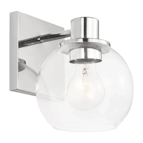Collection: Rito Rooms: Bathroom,Bedroom,Entry Room/Hallway Finish: Chrome Glass: Clear Width: 6.00" Height: 7.13" Weight: 1.65 lb Extension from Wall: 7.00" Wire: 8" Black/White Canopy: L:5'',W:5'',H:0.625'',Square Number of Bulbs: 1 Maximum Wattage: 60.00 W Bulb Type: A19 Bulb Base: Medium Voltage: 120.00 V Material: Steel Country of Origin: Vietnam Safety Listing: cETL Safety Rating: Damp Title 24 Spec Sheet Instructions