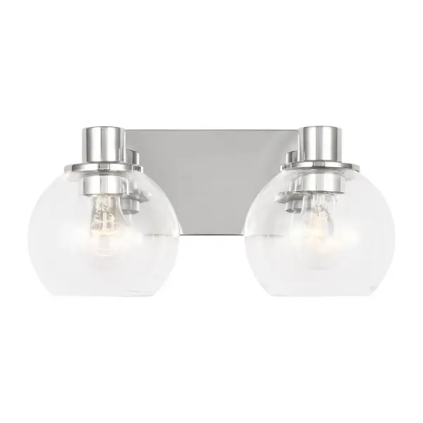 Collection: Rito Rooms: Bathroom,Bedroom,Entry Room/Hallway Finish: Chrome Glass: Clear Width: 14.50" Height: 7.13" Weight: 2.95 lb Extension from Wall: 7.00" Wire: 8" Black/White Canopy: L:10.625'',W:5'',H:0.625'',Rectangular Number of Bulbs: 2 Maximum Wattage: 60.00 W Bulb Type: A19 Bulb Base: Medium Voltage: 120.00 V Material: Steel Country of Origin: Vietnam Safety Listing: cETL Safety Rating: Damp Title 24 Spec Sheet Instructions