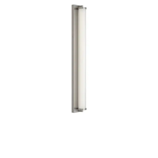 Collection: Weston Rooms: Bathroom, Bedroom, Entry Room/Hallway Finish: Brushed Nickel Glass: Transparent Polycarbonate Shade Width: 34.00" Height: 4.25" Length: 3.87" Weight: 7.00 lb Extension from Wall: 3.87" Canopy: DP:1" W:34" H:4.25" Rectangle Bulbs Included Maximum Wattage: 32.00 W Bulb Base: Dedicated Light Source: LED Light Output: 2000.00 lm Color Temperature: 2700 K CRI: 90 Voltage: 120.00 V Material: Aluminum Country of Origin: Thailand Safety Listing: ETL Safety Rating: DAMP ADA Title 24 LED Spec Sheet