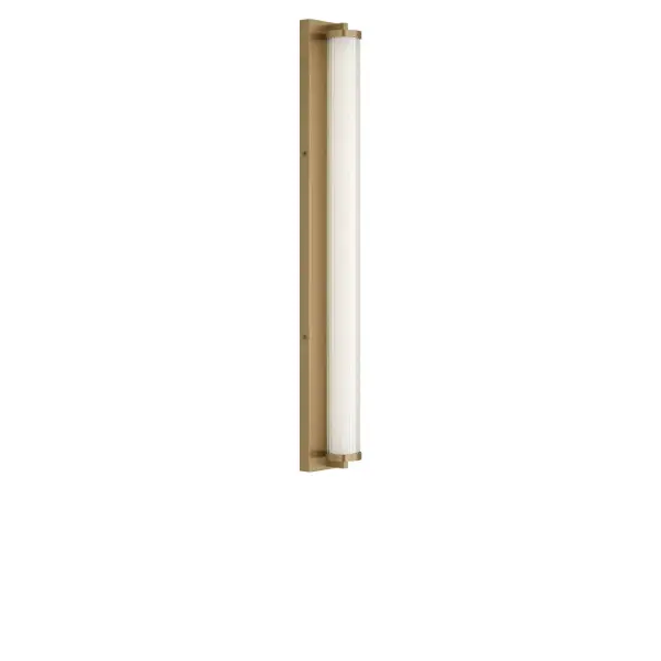 Collection: Weston Rooms: Bathroom, Bedroom, Entry Room/Hallway Finish: Satin Brass Glass: Transparent Polycarbonate Shade Width: 34.00" Height: 4.25" Length: 3.87" Weight: 7.00 lb Extension from Wall: 3.87" Canopy: DP:1" W:34" H:4.25" Rectangle Bulbs Included Maximum Wattage: 32.00 W Bulb Base: Dedicated Light Source: LED Light Output: 2000.00 lm Color Temperature: 2700 K CRI: 90 Voltage: 120.00 V Material: Aluminum Country of Origin: Thailand Safety Listing: ETL Safety Rating: DAMP ADA Title 24 LED Spec Sheet
