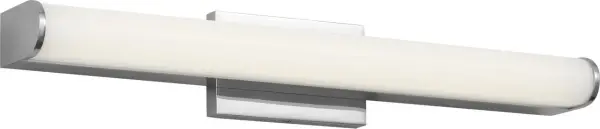 Collection: Cavitt Rooms: Bathroom, Bedroom, Entry Room/Hallway Finish: Chrome Glass: Polycarbonate Width: 18.00" Height: 3.00" Length: 3.10" Weight: 2.00 lb Extension from Wall: 3.10" Canopy: DP:0.6" W:5" H:3" Rectangle Bulbs Included Maximum Wattage: 17.00 W Bulb Base: Dedicated Light Source: LED Light Output: 1150.00 lm Color Temperature: 2700 K CRI: 90 Voltage: 120.00 V Material: Aluminum Country of Origin: Thailand Safety Listing: ETL Safety Rating: DAMP ADA Title 24 LED Spec Sheet