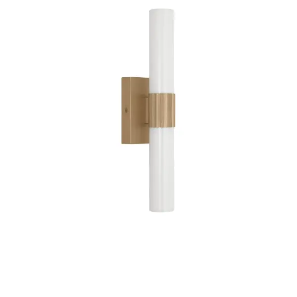 Collection: Sarco Rooms: Bathroom, Bedroom, Entry Room/Hallway Finish: Satin Brass Glass: White Acrylic Shade Width: 18.00" Height: 4.50" Length: 3.90" Weight: 3.00 lb Extension from Wall: 3.90" Canopy: DP:1" W:6" H:4.5" Rectangle Bulbs Included Maximum Wattage: 16.00 W Bulb Base: Dedicated Light Source: LED Light Output: 1200.00 lm Color Temperature: 2700 K CRI: 90 Voltage: 120.00 V Material: Aluminum Country of Origin: Thailand Safety Listing: ETL Safety Rating: DAMP ADA Title 24 LED Spec Sheet